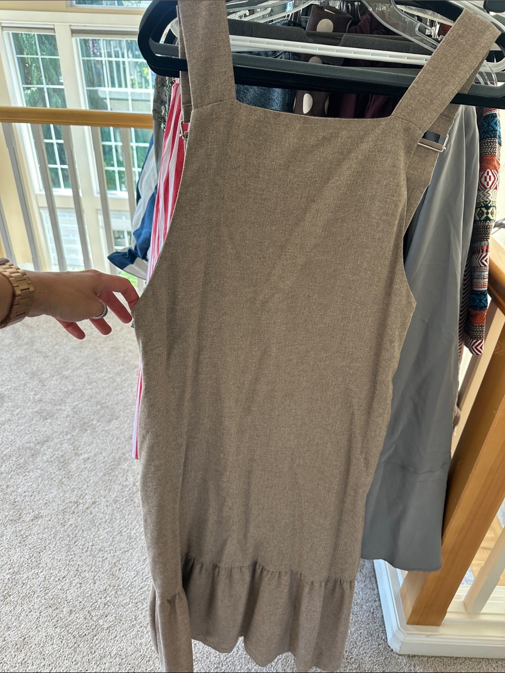 Zara Sleeveless Beige Linen-Blend Ruffle Hem Dress